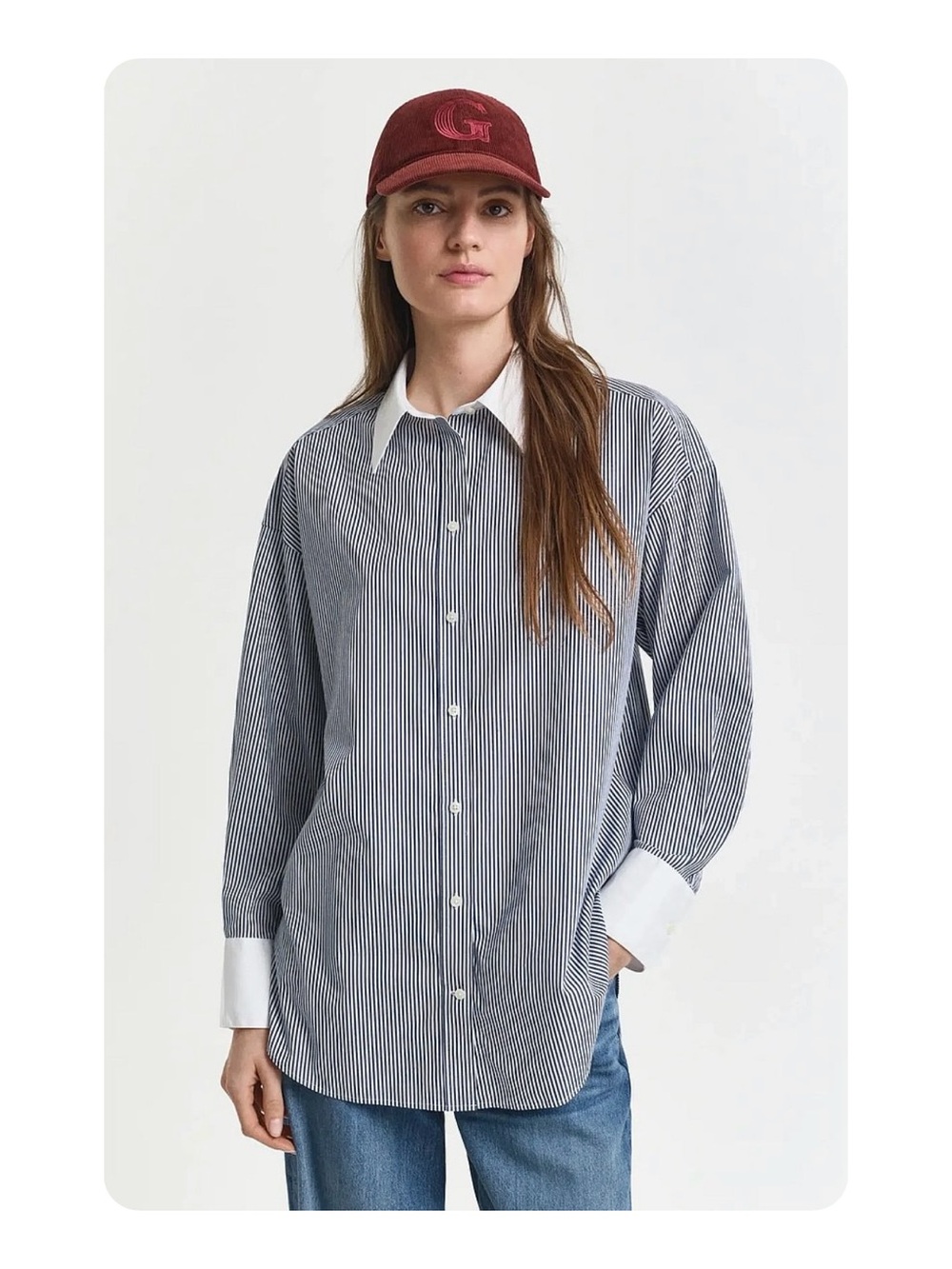★J. Crew Women’s NWT 100% CottonBusiness Casual Button Up Striped Navy/White 18★